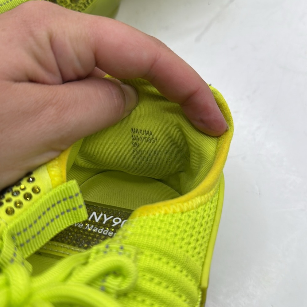 Steve Madden Maxima Athletic Shoes Sneakers Yellow Green Bedazzled Jewel Women 9 - Picture 10 of 14